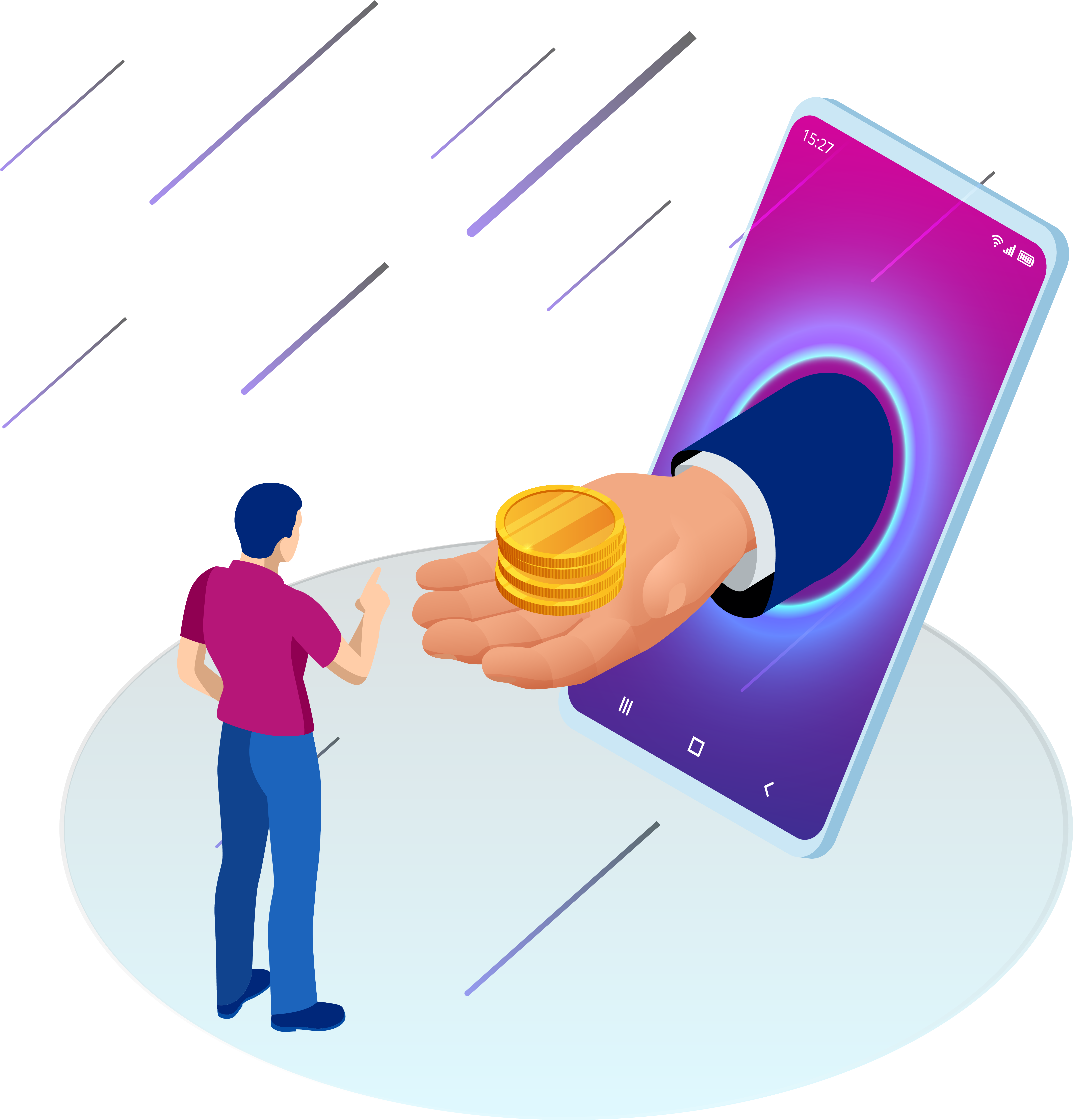 Mobile phone showing Advance process